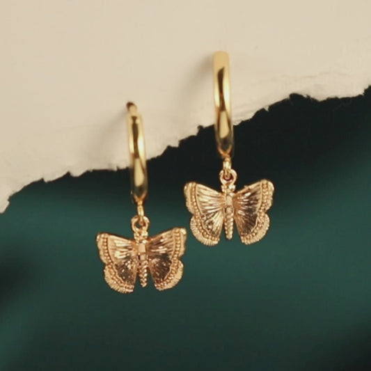 Butterfly Dangle Huggie Hoop Earrings