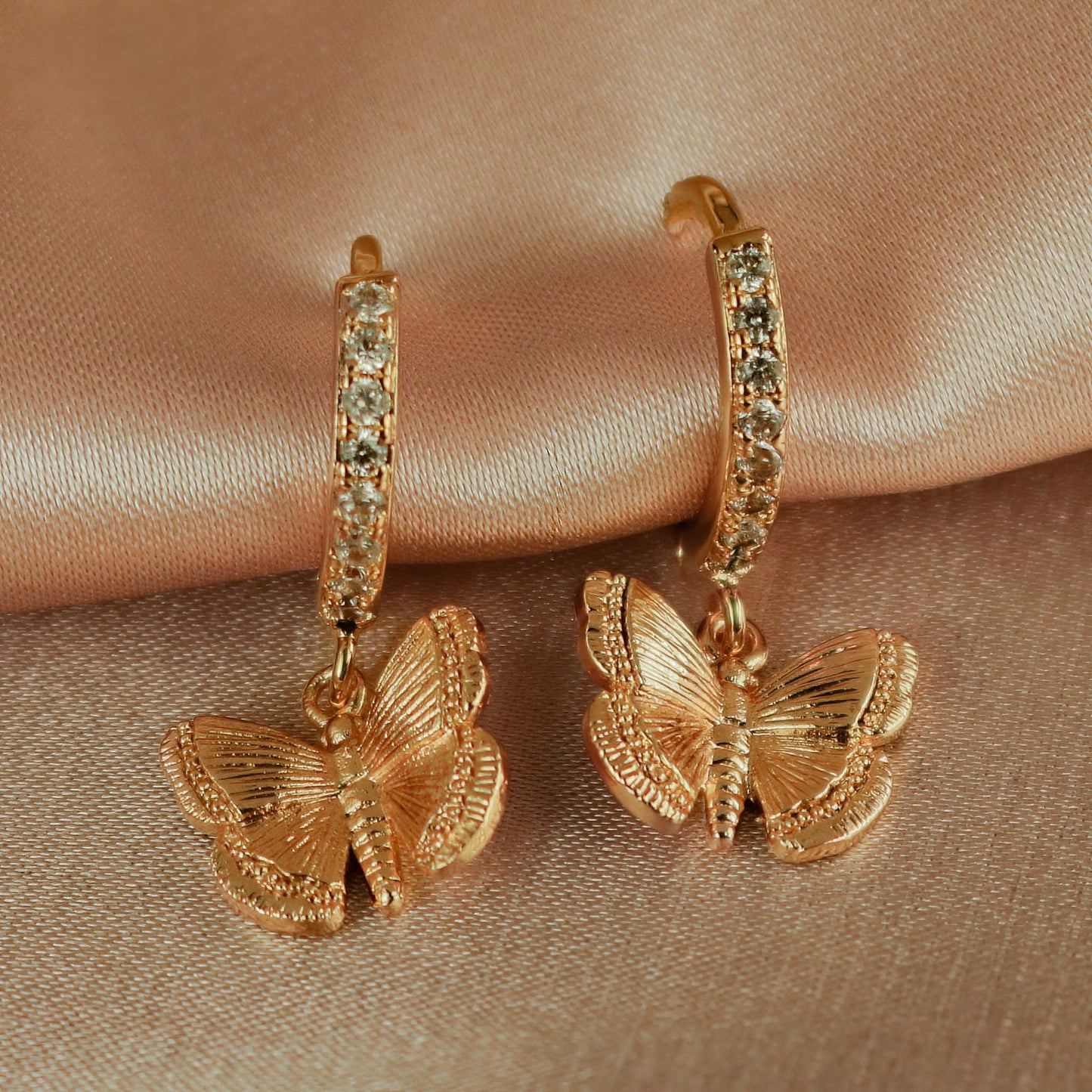 Butterfly Dangle Huggie Hoop Earrings