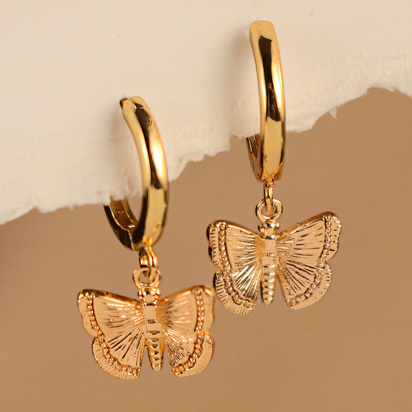 Butterfly Dangle Huggie Hoop Earrings