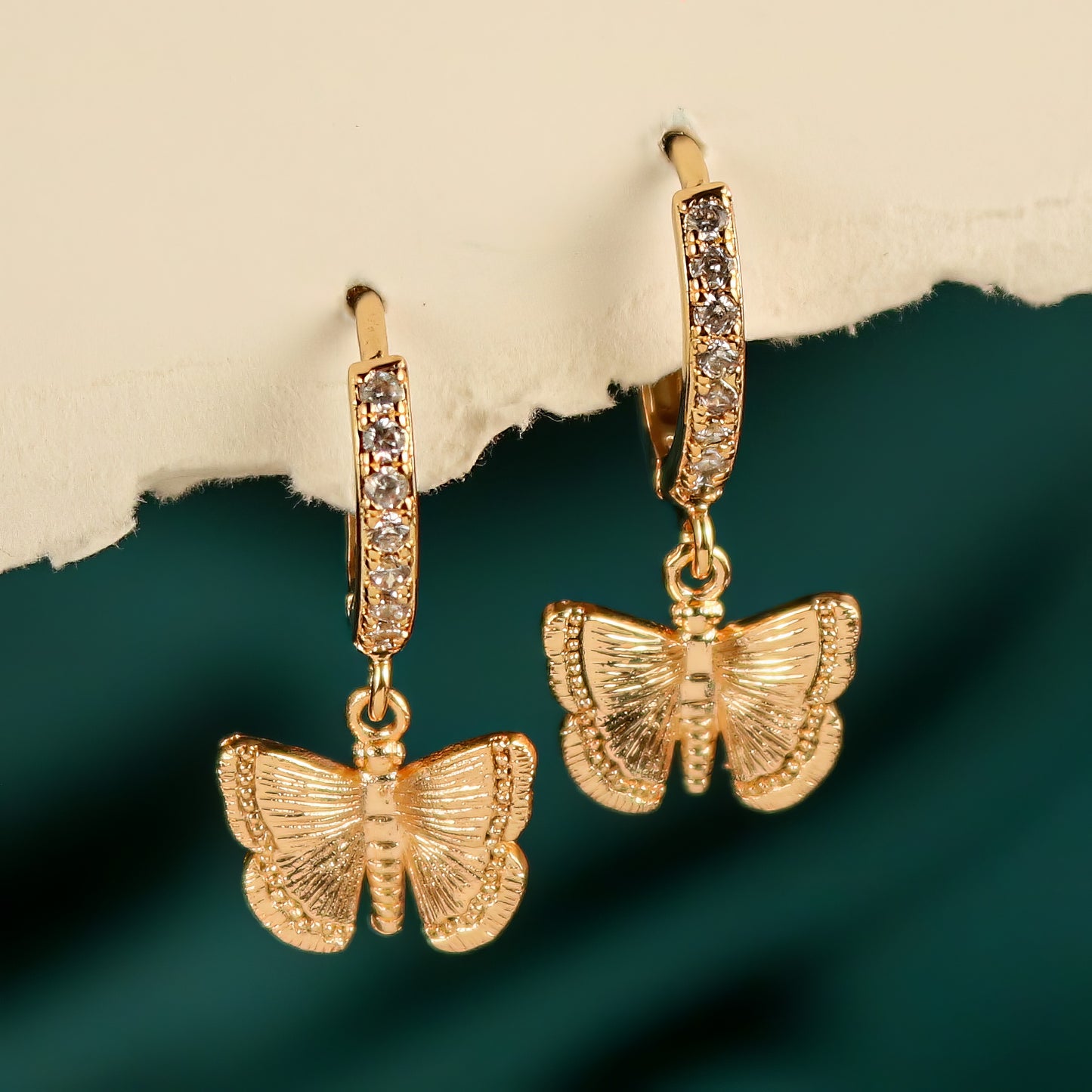 thumbnail image 2 of Gold Butterfly Hoops, Butterfly Earrings, Gold Filled Butterfly Mini Hoops, Butterfly Dangle Earrings, Huggie Hoop Earrings 2 of 14