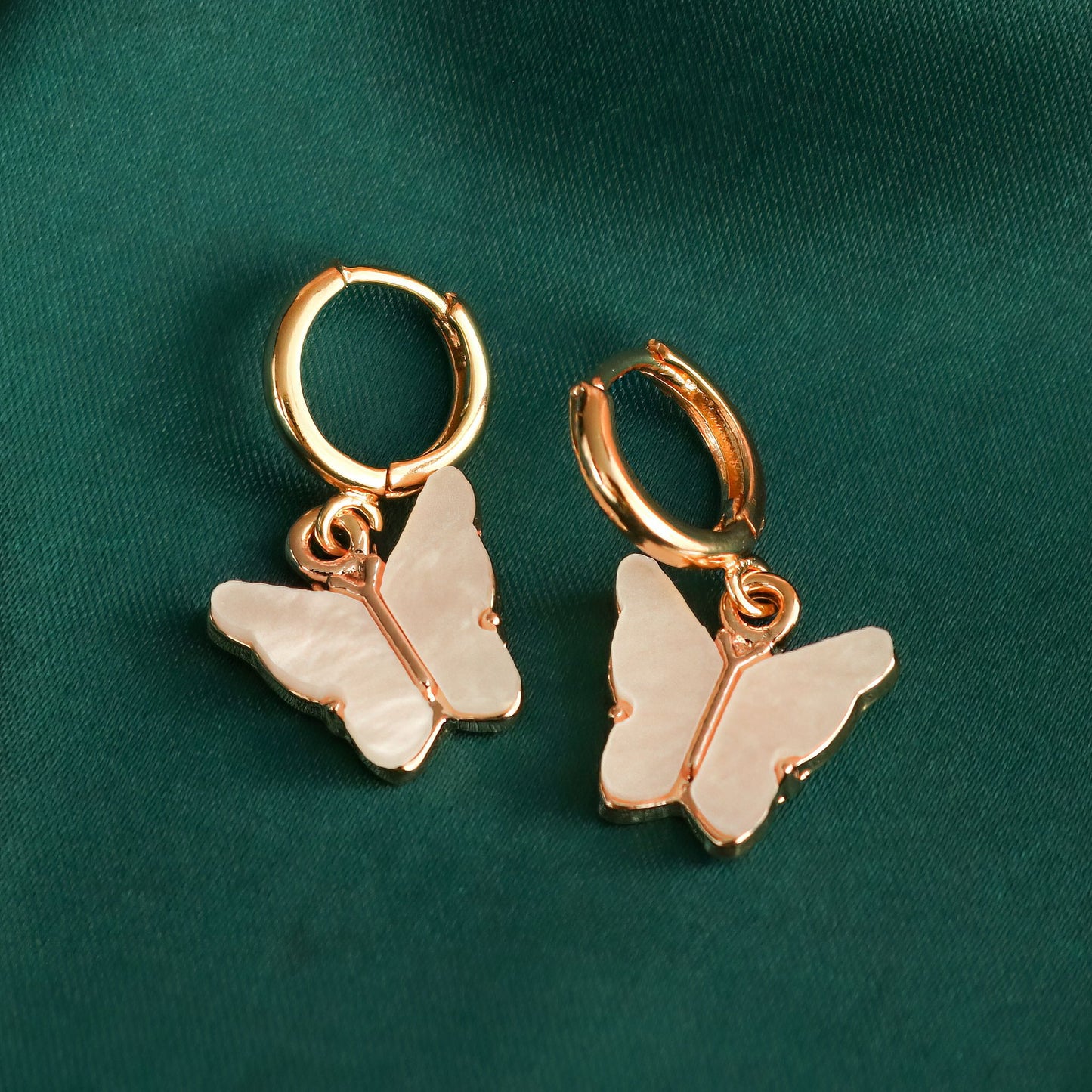 Mother of Pearl Butterfly Huggie Hoop Earrings