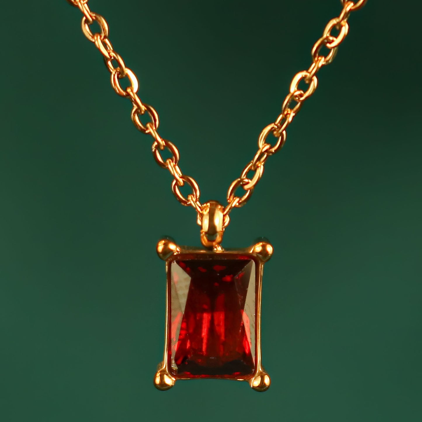 Petite Baguette Gemstone Gold Necklace